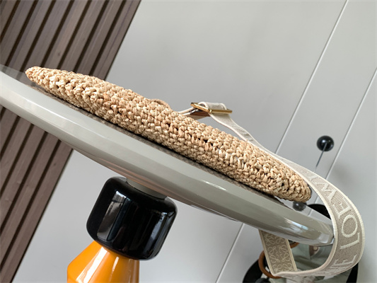 L0ew* mini slit bag in raffia and calfskin