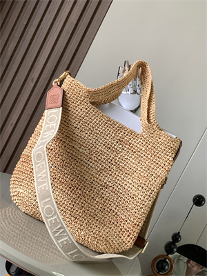 L0ew* mini slit bag in raffia and calfskin