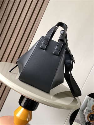 L0ew* compact hammock bag in satin calfskin with jacquard strap