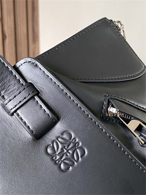 L0ew* compact hammock bag in satin calfskin with jacquard strap