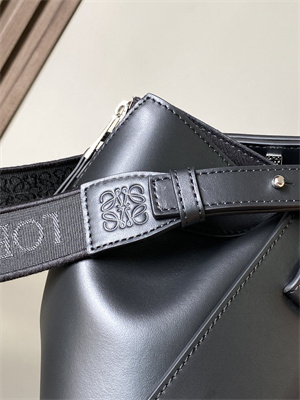 L0ew* compact hammock bag in satin calfskin with jacquard strap