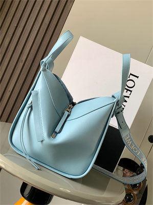 L0ew* compact hammock bag in satin calfskin with jacquard strap