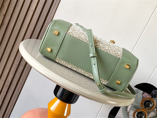 L0ew* amazona 28 bag in anagram jacquard and calfskin green