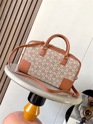 L0ew* amazona 28 bag in anagram jacquard and calfskin brown