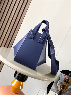 L0ew* compact hammock bag in satin calfskin with jacquard strap