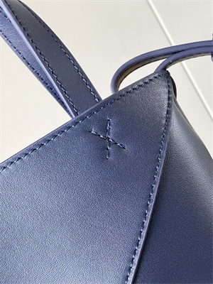 L0ew* mini puzzle fold tote in shinny calfskin anbyss blue
