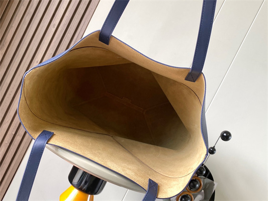 L0ew* xl puzzle fold tote in shinny calfskin anbyss blue