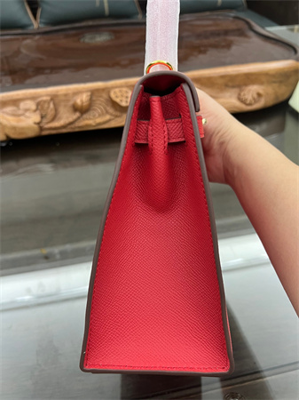 Kelly Sellier Bag Epsom Leather 25/28CM Gold/Silver Hardware In Red Color