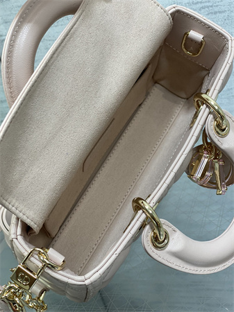 CD Small Lady D-Joy Bag Cannage Lambskin Enamel Gold Tone Metal Pink