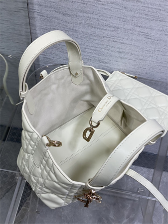 CD Small TOUJOURS BAG Macrocannage Calfskin White