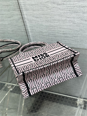 cd miss D*or small book tote allover emb pale pink