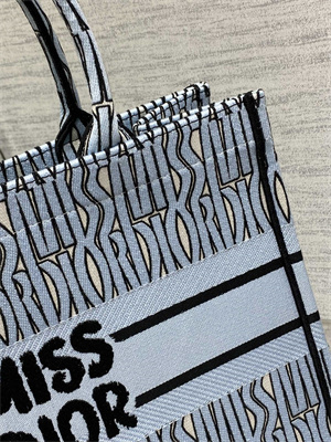 cd miss D*or medium book tote allover emb pale blue