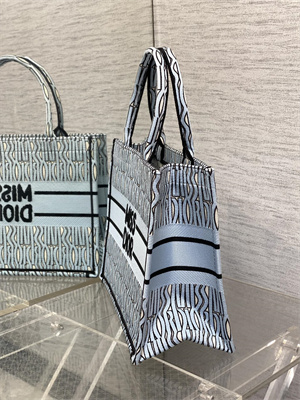 cd miss D*or medium book tote allover emb pale blue