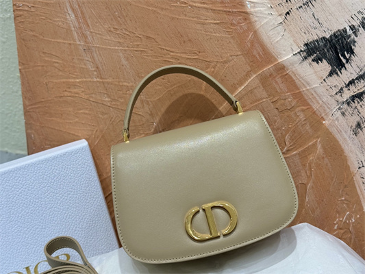 CD Medium 30 Montaigne Avenue Top Handle Bag Powder Beige Ribbed Calfskin