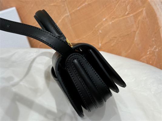 CD Small 30 Montaigne Avenue Top Handle Bag Black Ribbed Calfskin