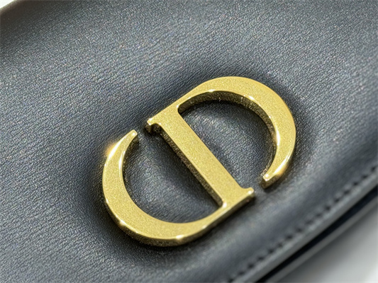 CD Small 30 Montaigne Avenue Top Handle Bag Black Ribbed Calfskin