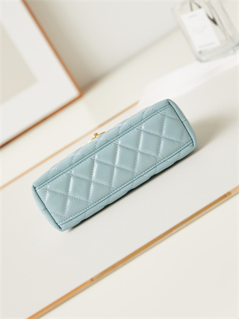 Cha.nel Mini Shopping Bag Kelly Bag Shiny Aged Calfskin Gold-Tone Metal Lt Blue AS4416