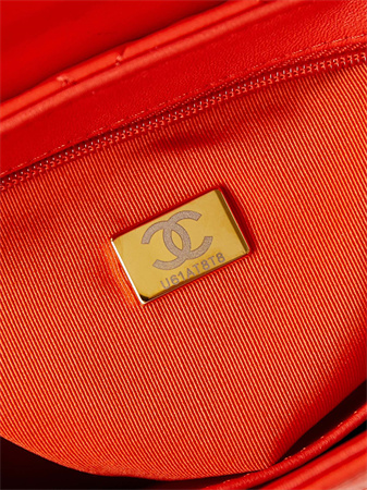 Cha.nel Mini Shopping Bag Kelly Bag Shiny Aged Calfskin Gold-Tone Metal Orange AS4416