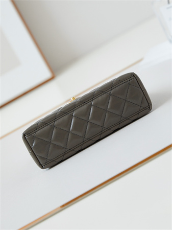 Cha.nel Mini Shopping Bag Kelly Bag Shiny Aged Calfskin Gold-Tone Metal Grey AS4416