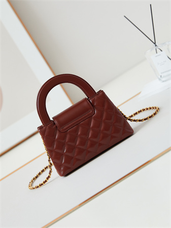 Cha.nel Mini Shopping Bag Kelly Bag Shiny Aged Calfskin Gold-Tone Metal Burgundy AS4416