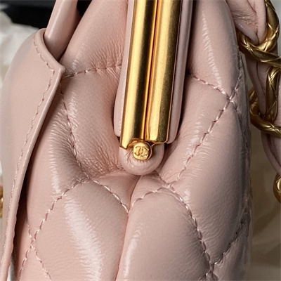 Ch*el clutch with chain lambskin gold-tone metal pink ap4028