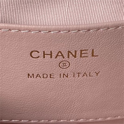 Ch*el clutch with chain lambskin gold-tone metal pink ap4028