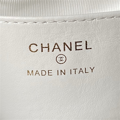 Ch*el clutch with chain lambskin gold-tone metal black/white ap4028