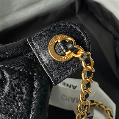 Ch*el waist bag shiny lambskin, enamel & gold-tone metal black as4113