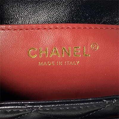 Ch*el mini flap bag with top handle shiny lambskin & gold-tone metalblack as4992