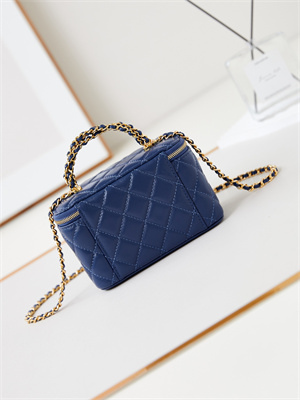 Cha.nel Clutch With Chain Shiny Lambskin & Gold-Tone Metal Blue AP4168