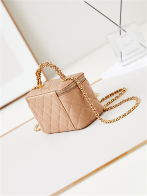 Cha.nel Clutch With Chain Shiny Lambskin & Gold-Tone Metal Dk Beige AP4168