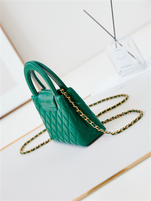 Cha.nel Mini Shopping Bag Kelly Bag Shiny Aged Calfskin Gold-Tone Metal Dk Green AS4416