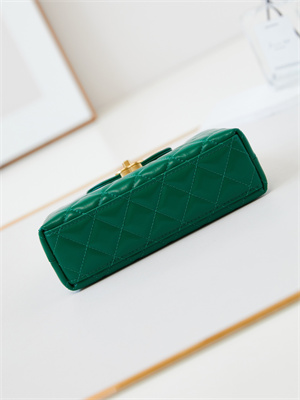 Cha.nel Mini Shopping Bag Kelly Bag Shiny Aged Calfskin Gold-Tone Metal Dk Green AS4416