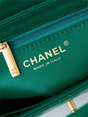 Cha.nel Mini Shopping Bag Kelly Bag Shiny Aged Calfskin Gold-Tone Metal Dk Green AS4416
