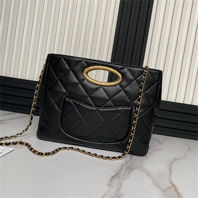 Cha.nel Small Tote Lambskin Black AS5036