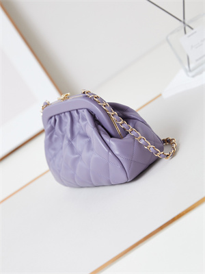 Cha.nel Clutch Lambskin & Gold-Tone Metal Purple AS4717