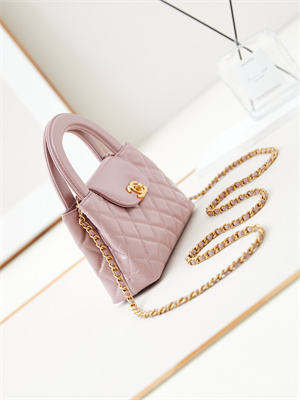 Cha.nel Mini Shopping Bag Kelly Bag Shiny Aged Calfskin Gold-Tone Metal Pink AS4416