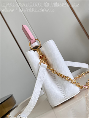 L.V Capucines BB Bag Taurillon Leather White/Pink M48865