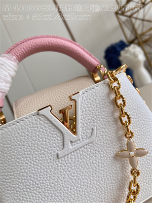 L.V Capucines Mini Bag Taurillon Leather White/Pink M48865