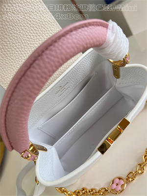 L.V Capucines Mini Bag Taurillon Leather White/Pink M48865