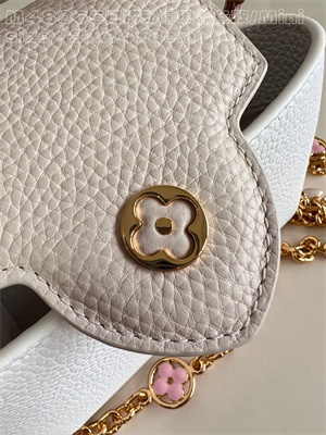 L.V Capucines Mini Bag Taurillon Leather White/Pink M48865