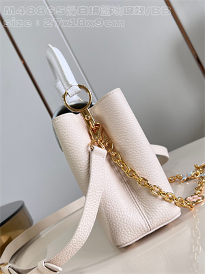 L.V Capucines BB Bag Taurillon Leather Cream/Blue M48865