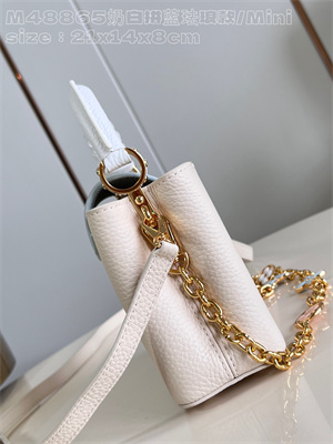 L.V Capucines Mini Bag Taurillon Leather Cream/Blue M48865