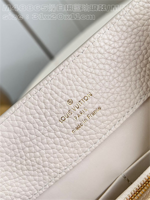 L.V Capucines MM Bag Taurillon Leather Cream/Blue M48865