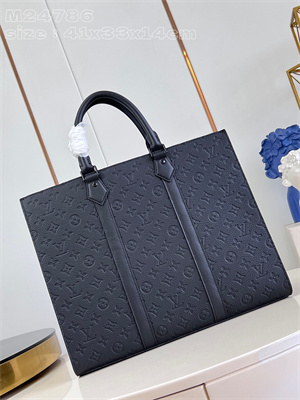 L.V Sac Plat 24H Embossed Taurillon cowhide leather Black M24786