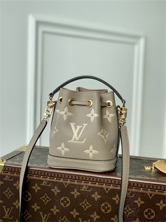 L.V Nano Noé Bag Monogram Empreinte Tourterelle Gray/Cream M46291