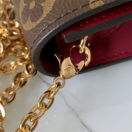 L.V Flore Wallet On Chain Monogram Canvas Fuchsia M67405