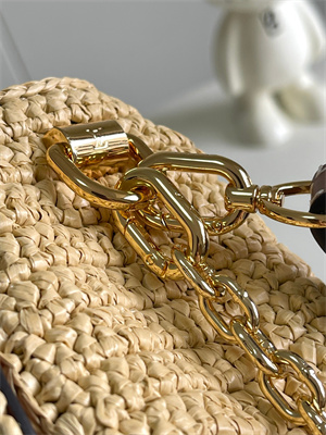 L.V Twist West Raffia and Smooth Calfskin Trim Natural/Tan