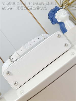 L.V Capucines East-West BB Grained calfskin White M48865