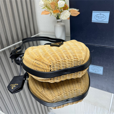 Pra*a arqué bag wicker and leather tan/black 1bc202